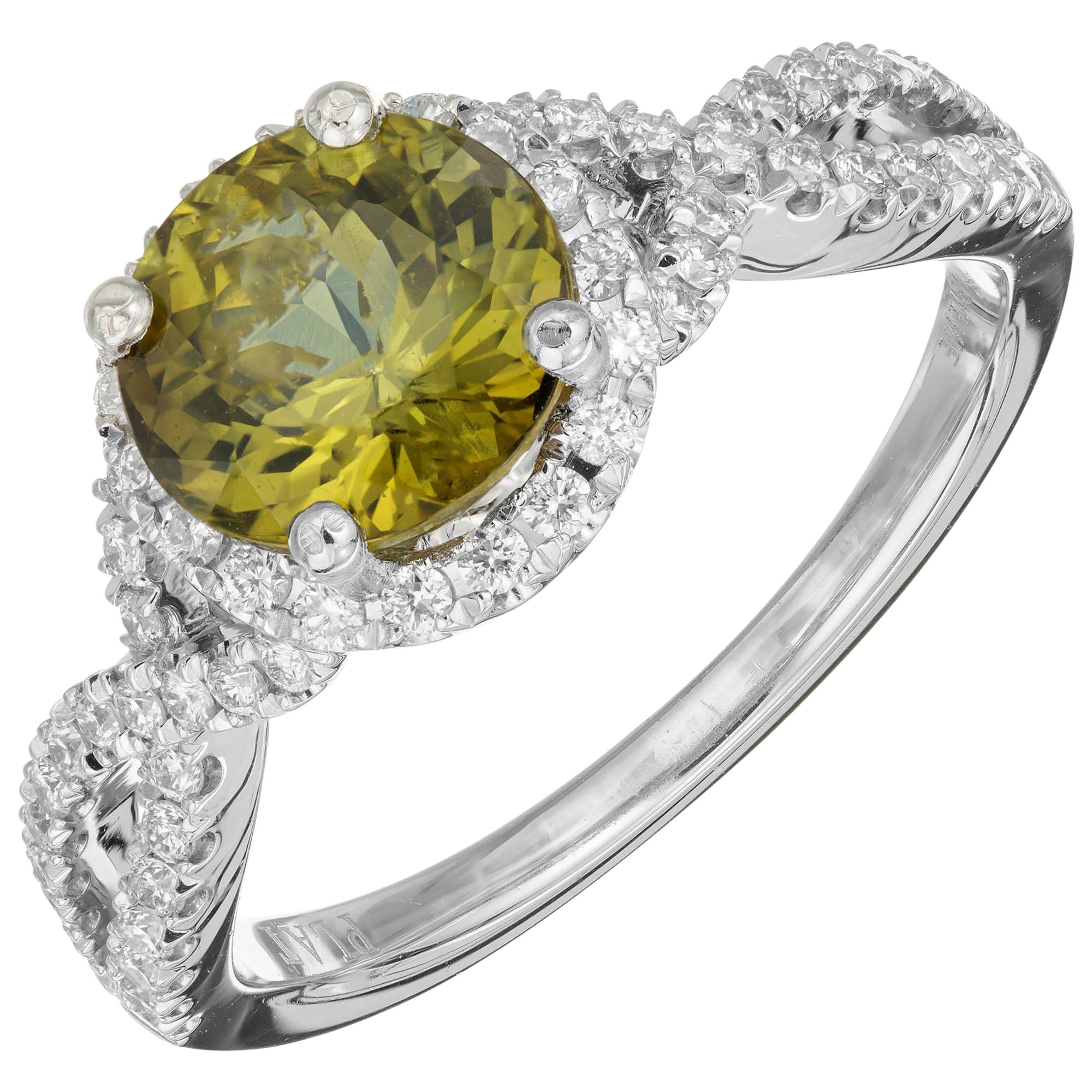 Peter Suchy 2.08 Carat Natural Alexandrite Diamond Halo Platinum Engagement Ring