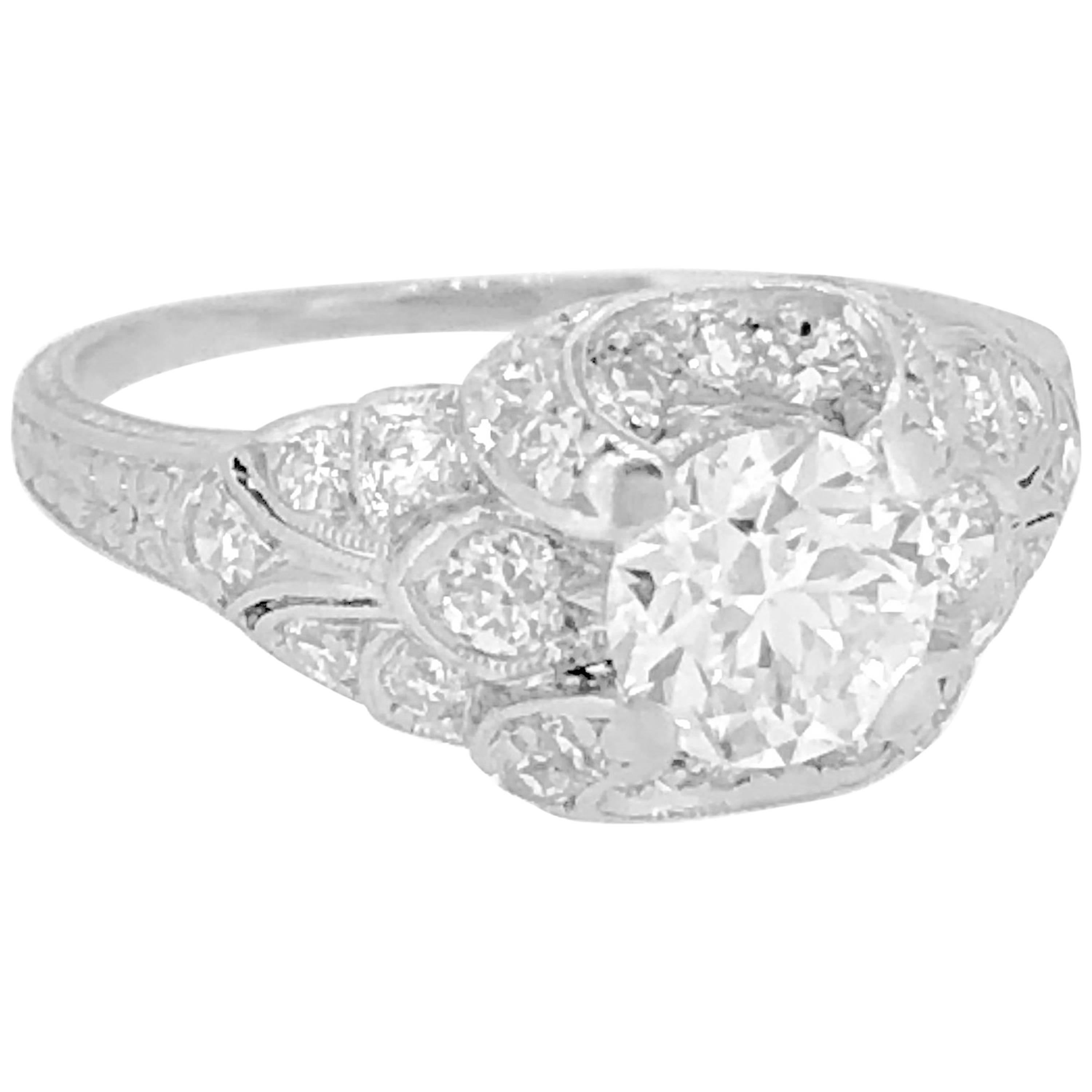 .78 Carat Diamond Antique Engagement Ring Platinum