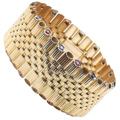 French Ruby Sapphire Gold Bracelet