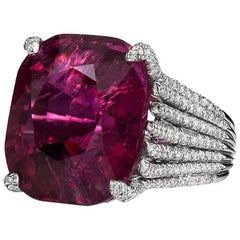 Rubellite Tourmaline and Diamond Ring by Henry Dunay