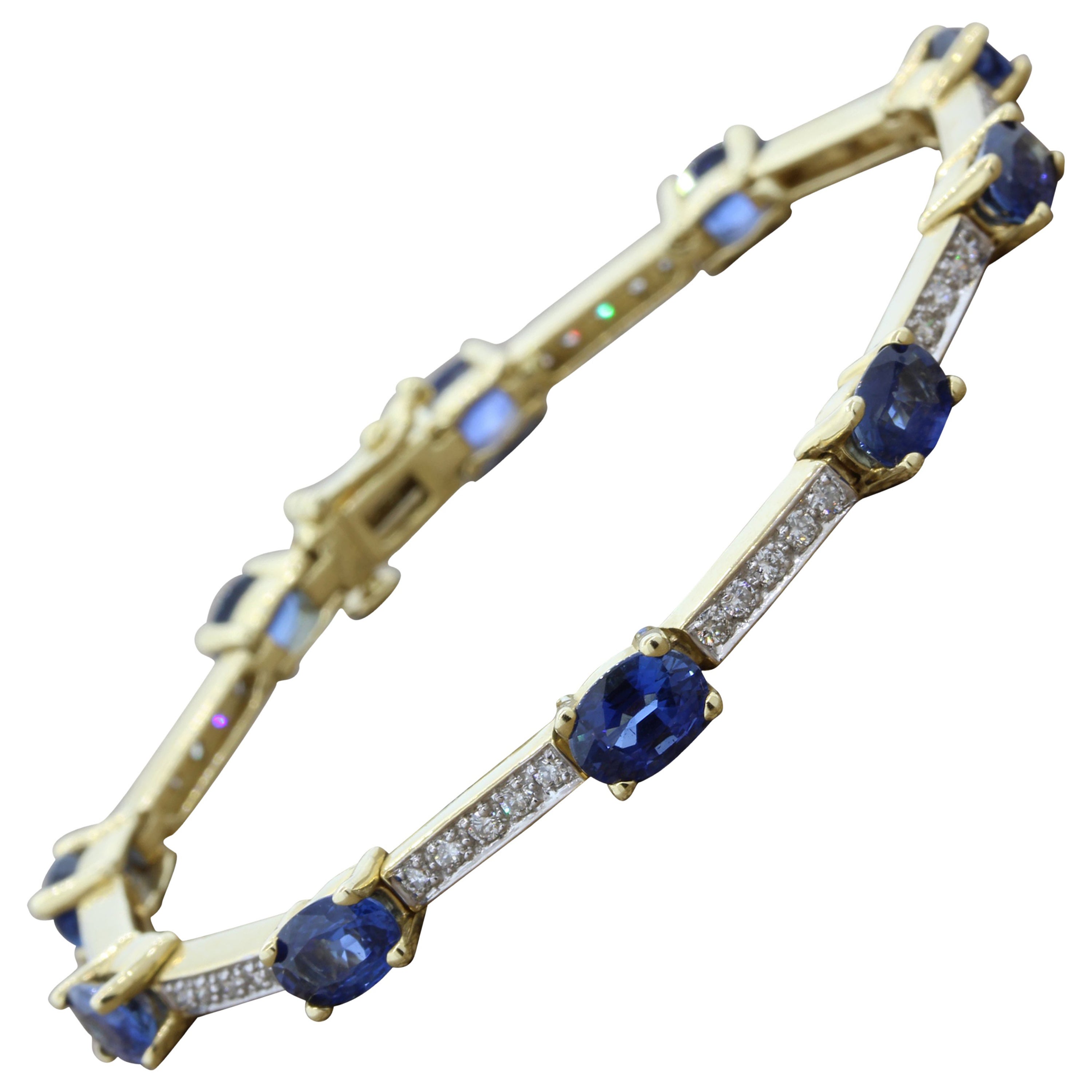 Sapphire and Diamond Tennis Bracelet For Sale at 1stDibs