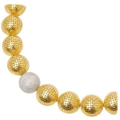 Bottega Veneta 18 Karat Yellow Gold Diamond Statement Sfera Necklace