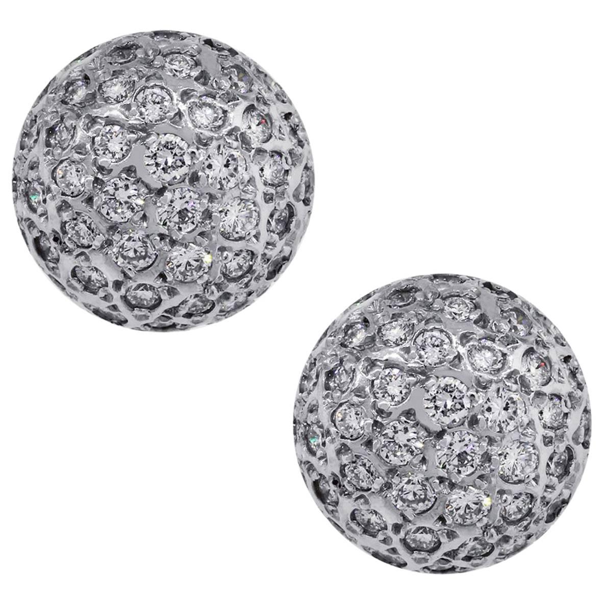 Round Brilliant Diamond Pave Dome Stud Earrings