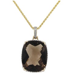 Smoky Topaz and Diamond Pendant Necklace