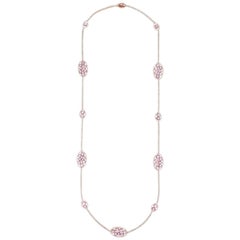 15.00 Carat Pink Sapphire and Diamond Riviera Necklace