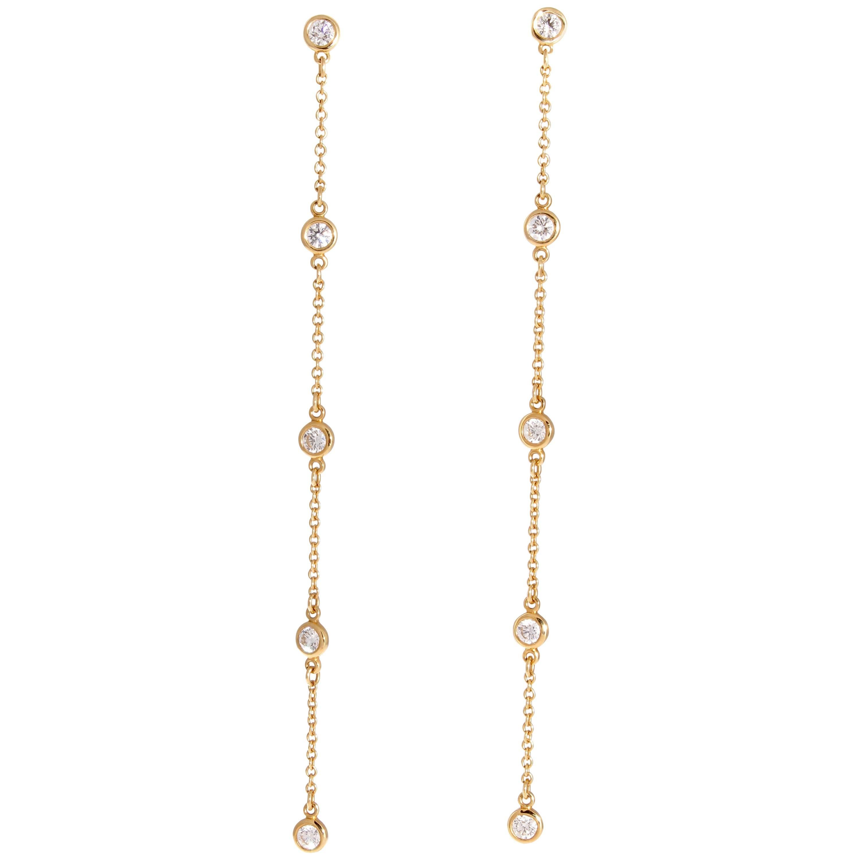 Tiffany & Co. Elsa Peretti Diamond by the Yard Gold Drop Earrings