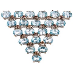 Art Deco Aquamarine Diamond Platinum Brooch 