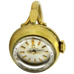 Vintage Omega, 18 Karat Yellow Gold Manual Ring Watch, 1960s