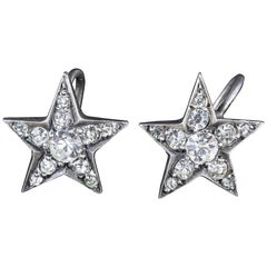Antique Victorian Silver Screw Paste Earrings, circa 1900
