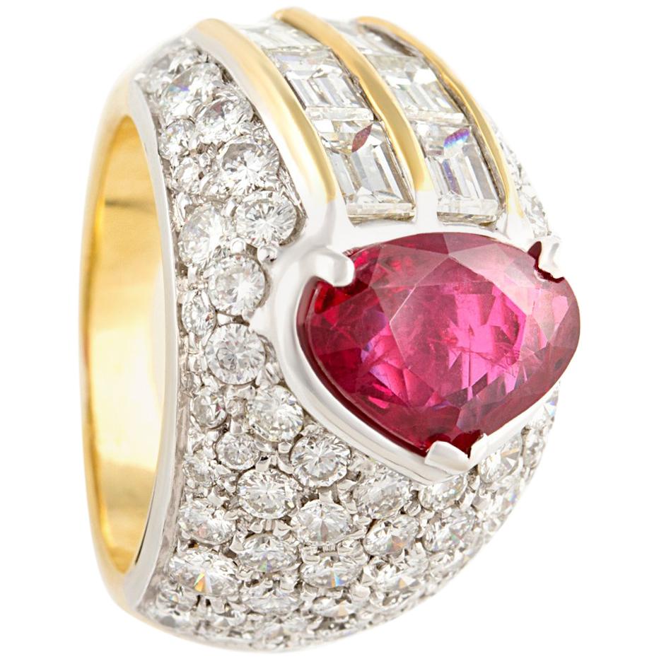 Ella Gafter Ruby Diamond Cocktail Pinky Ring For Sale