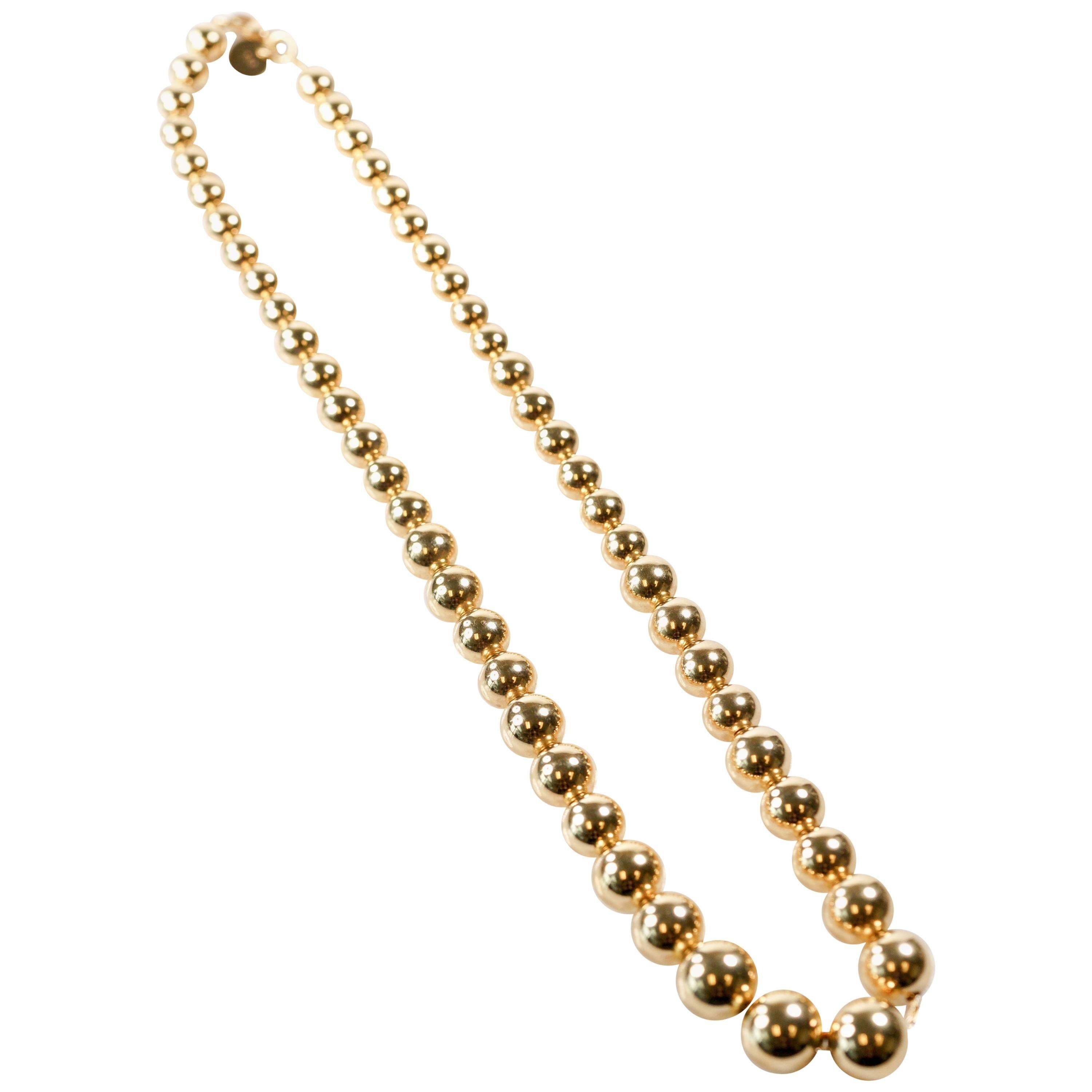 1960s Tiffany & Co. 18 Karat Yellow Gold Bead Necklace