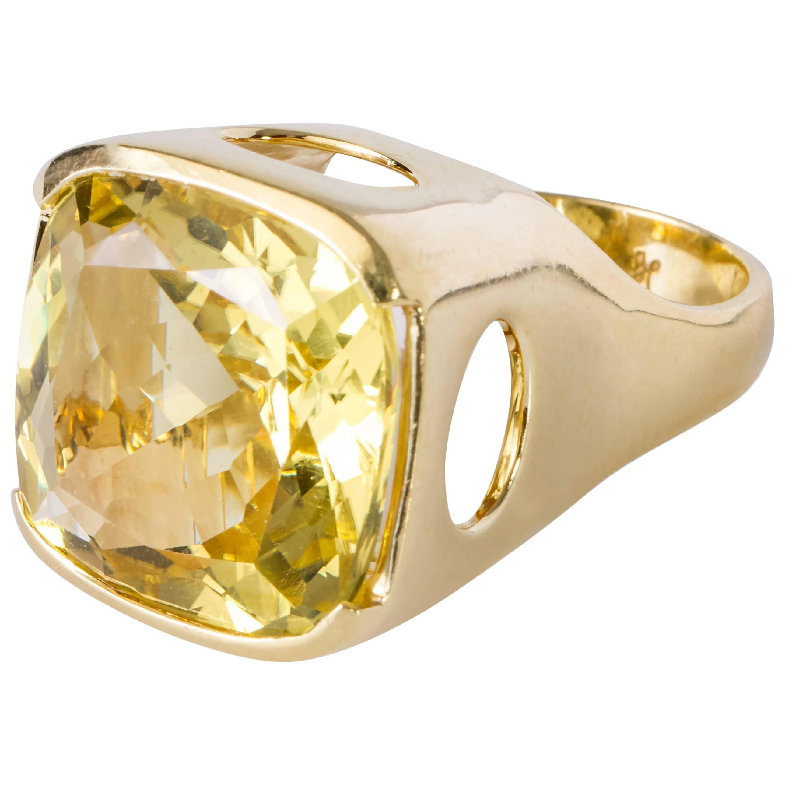 Joan Hornig "Empower" 20 Carat Beryl Gold Cocktail Ring For Sale