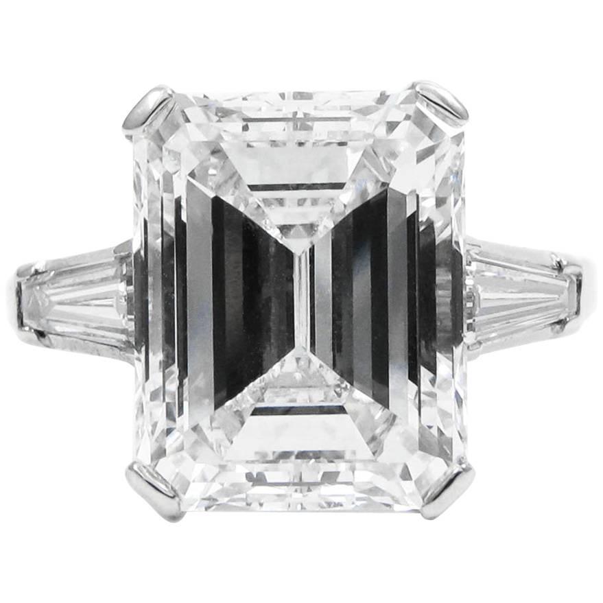 GIA Certified 7.20 Carat F VVS2 Emerald Cut Diamond Platinum J. Birnbach Ring