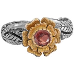 Emma Chapman Pink Sapphire 18 Karat Yellow Gold Silver Flower Ring