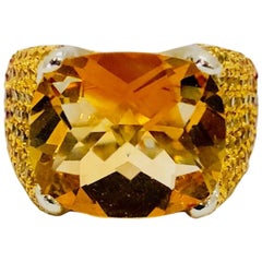 Ombre Yellow Citrine Ruby Red Sapphire Gold Ring
