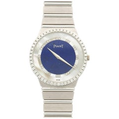 Piaget Weißgold Lapislazuli-Diamant-Perlmutt-Armbanduhr