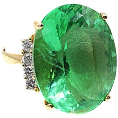 Stunning Green Fluorite Diamond Gold Cocktail Ring