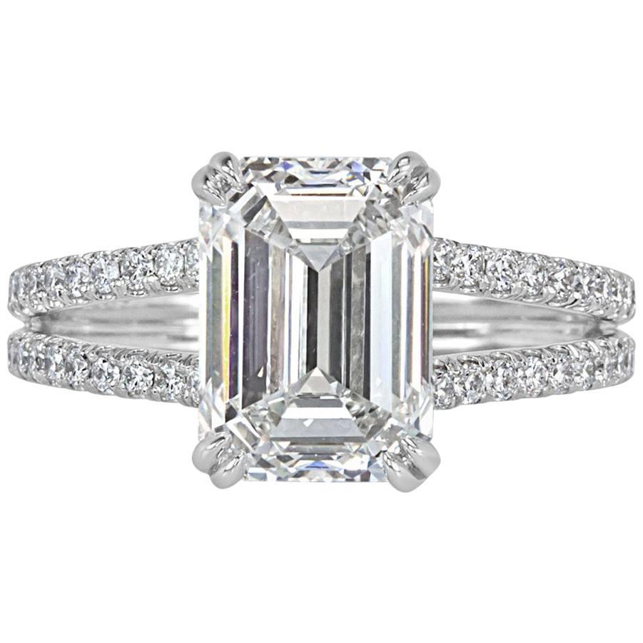 Mark Broumand 3.95 Carat Emerald Cut Diamond Engagement Ring in Platinum