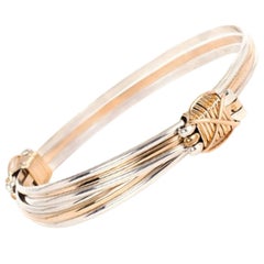 Silver Gold Strand Adjustable Elephant Knot Bracelet Bangle