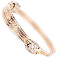 Silver Gold Strand Adjustable Elephant Knot Bracelet Bangle