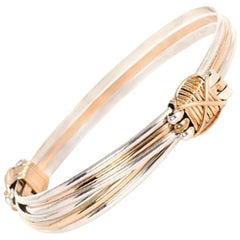 Ladies Large Silver and Gold Elephant Knot Bangle Bracelet