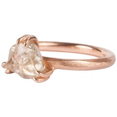 2.67 Carat Rough Triangle Grey Diamond Solitaire Rose Gold Ring