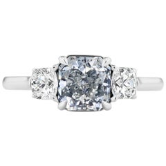 Scarselli Anello di fidanzamento con diamante taglio radiante blu grigio certificato GIA da 1,41 carati