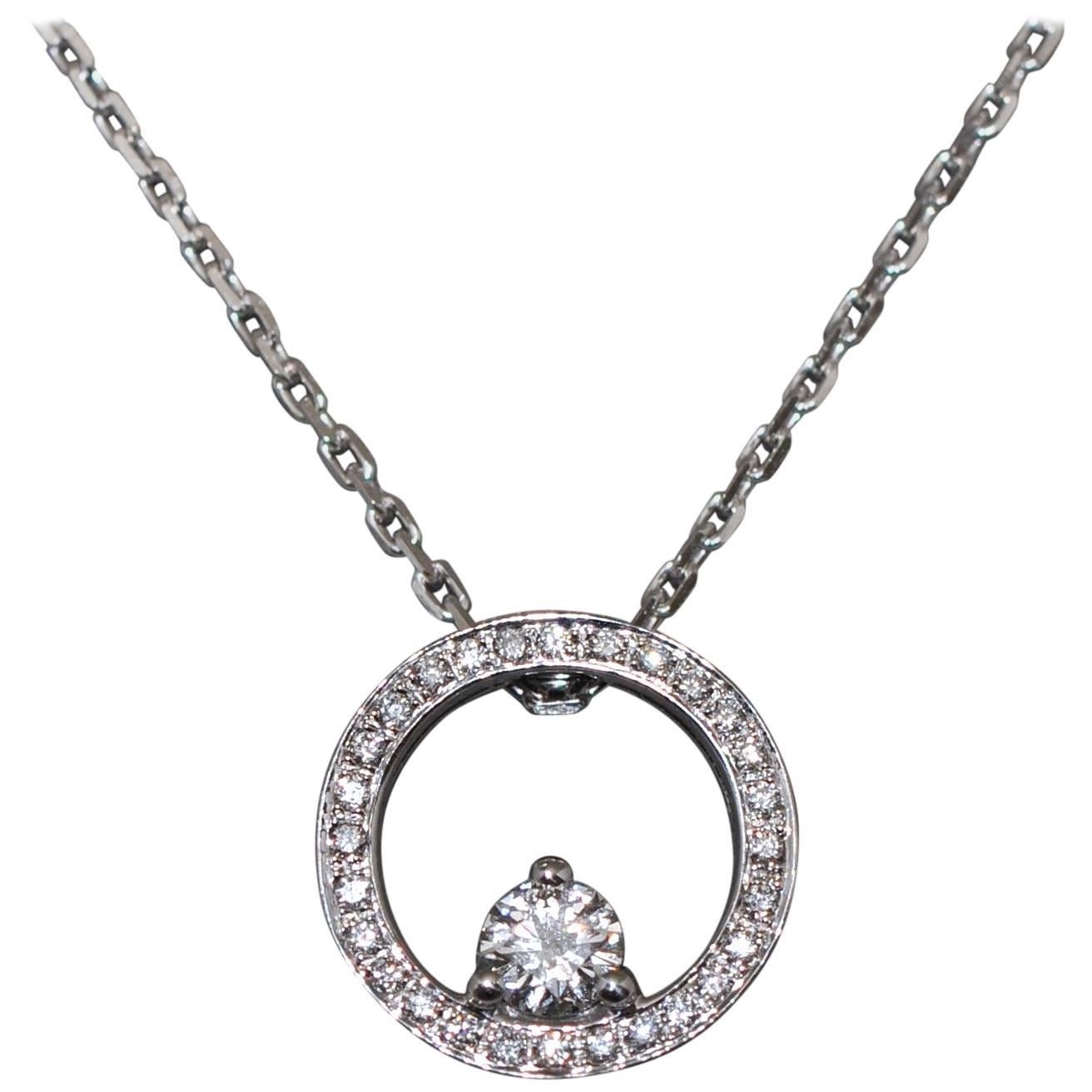 Damiani Inside Out Diamond Large Circle Pendant for Necklace in White