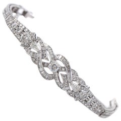 1950s 5.5 Carat Diamond and 14 Karat White Gold Bracelet