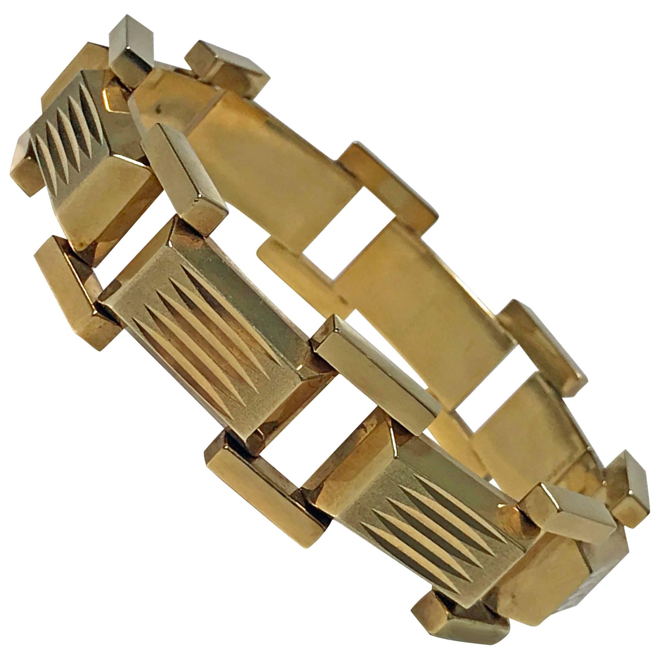 1940s Retro  Rose Gold Tank Bracelet