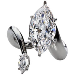 DeBeers Millenium GIA Certified 5 Carat Marquise Cut Diamond and Platinum Ring