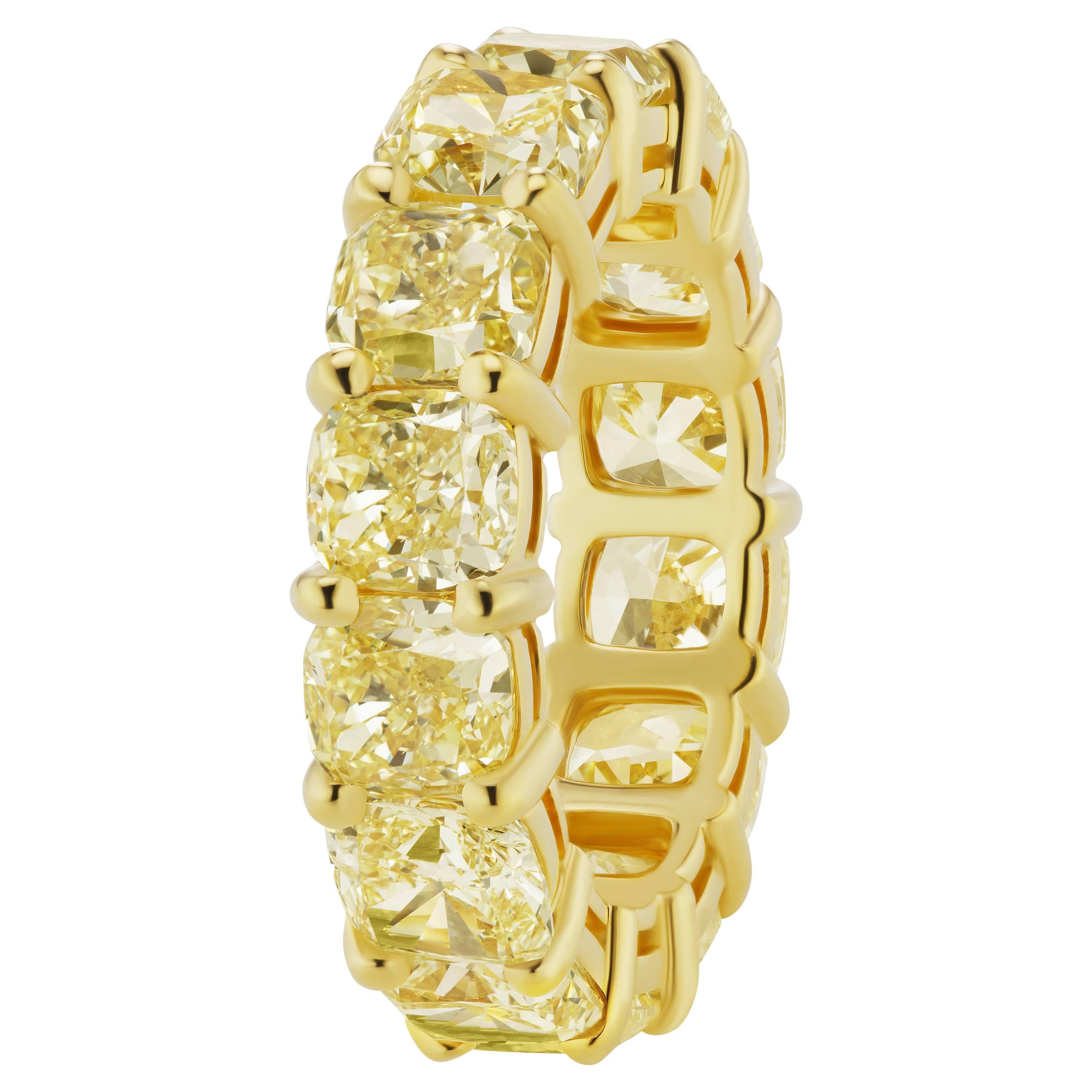 10 Carat Fancy Yellow Diamond Yellow Gold Eternity Band Ring