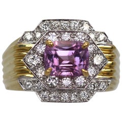 David Webb Pink Sapphire Diamond Ring