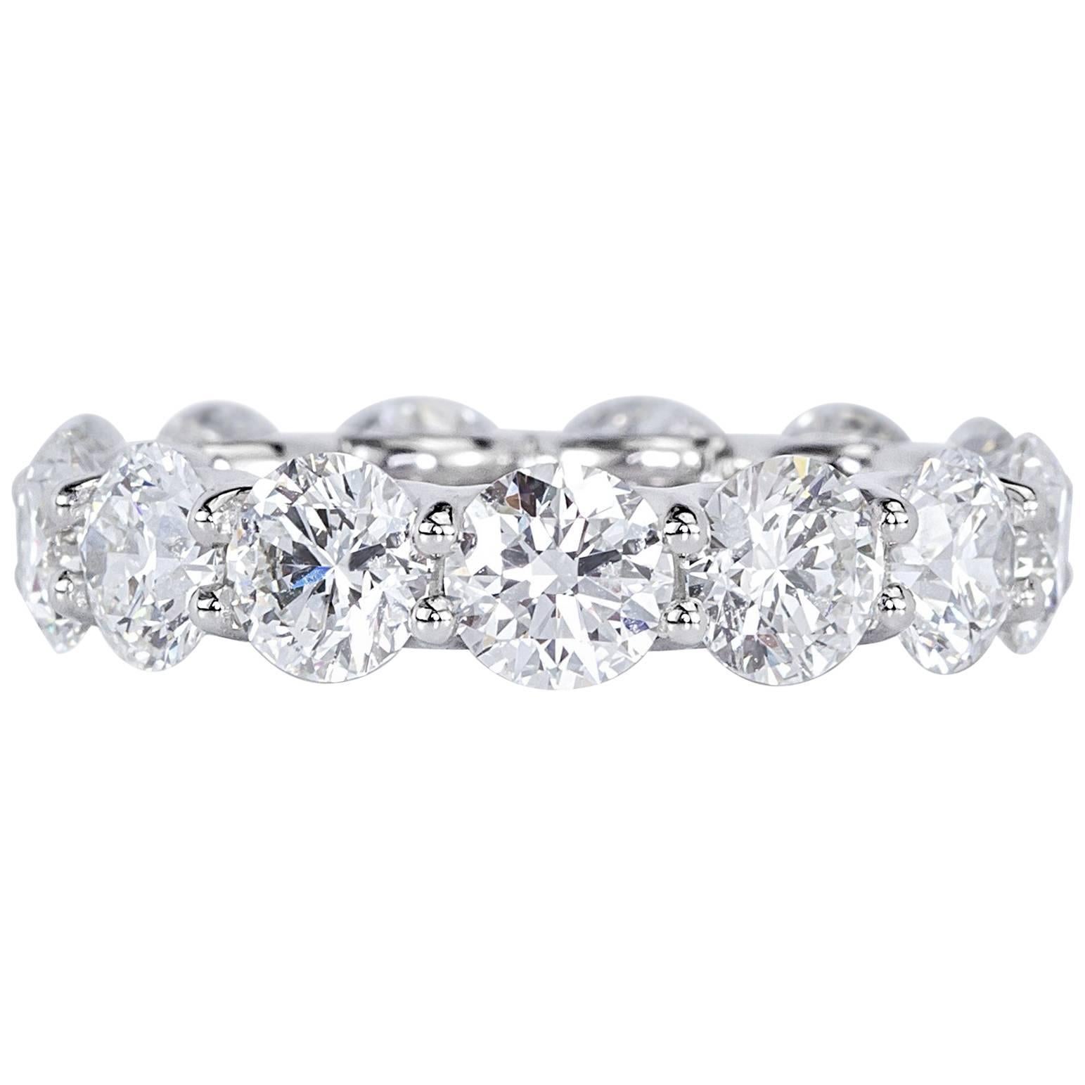 Mark Broumand, anneau d'éternité en platine avec diamants taille brillant rond de 6,55 carats