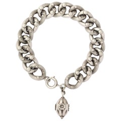 Sterling Silver Textured Link Victorian Bracelet