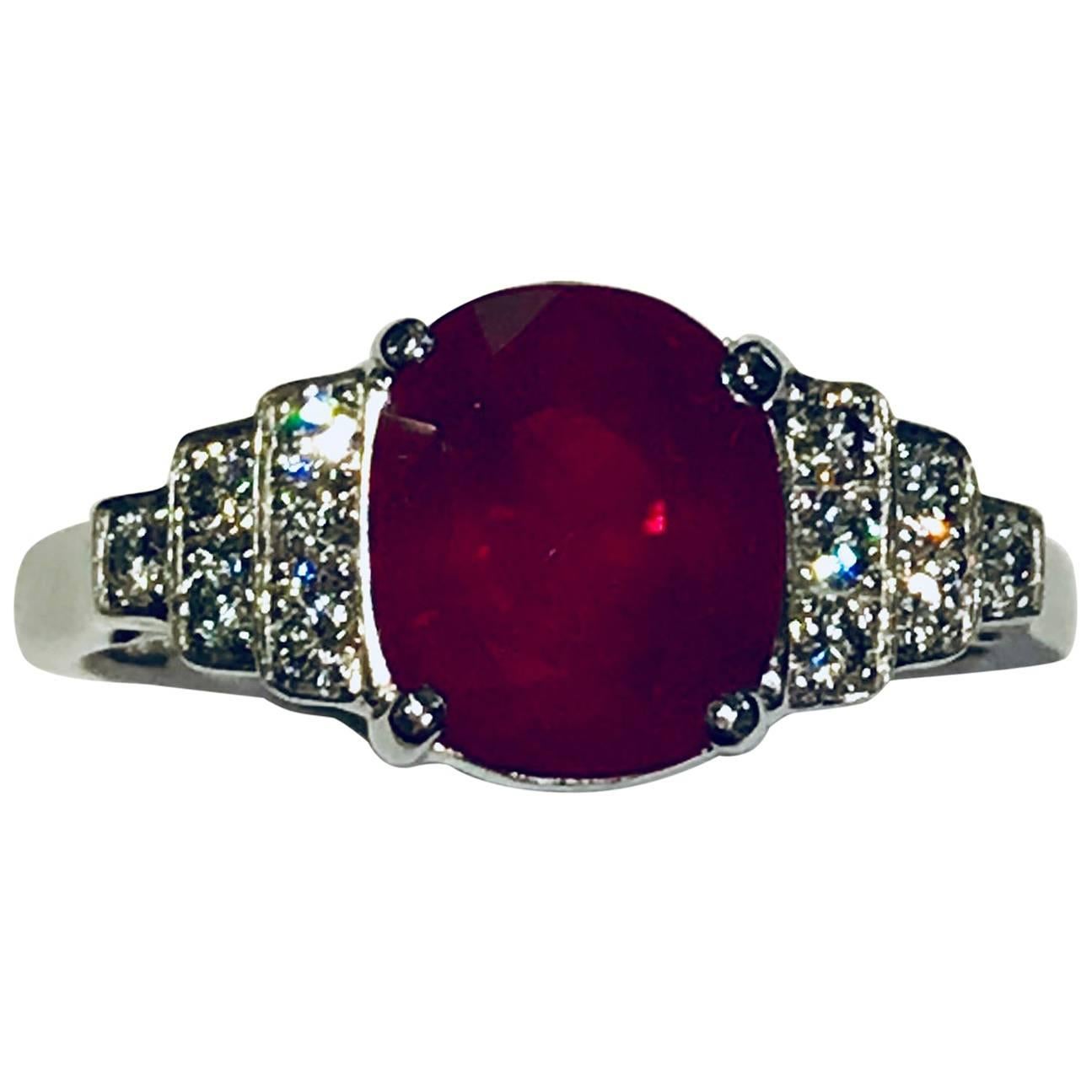 Andeole Ruby and Diamond Ring For Sale