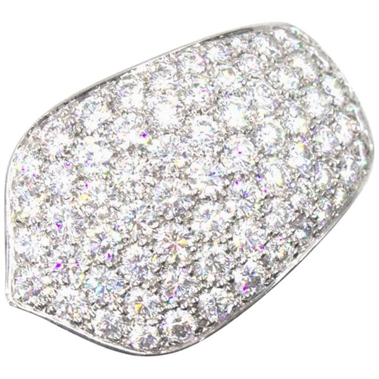 Cartier Pave Diamond 18 Karat White Gold Band Ring For Sale