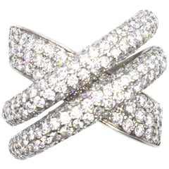  5-Carat Diamond Crossover 18 Karat White Gold Ring