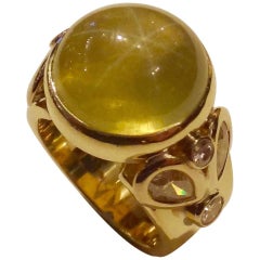 Michael Kneebone Six Point Star Citrine White Diamond Cocktail Ring