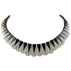 Onyx, Gold and Diamond Choker