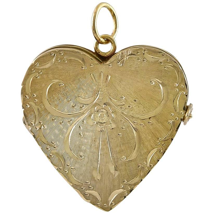 Engraved Gold Locket for Four Pictures