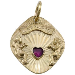 Vintage French Gold Heart Beat Charm