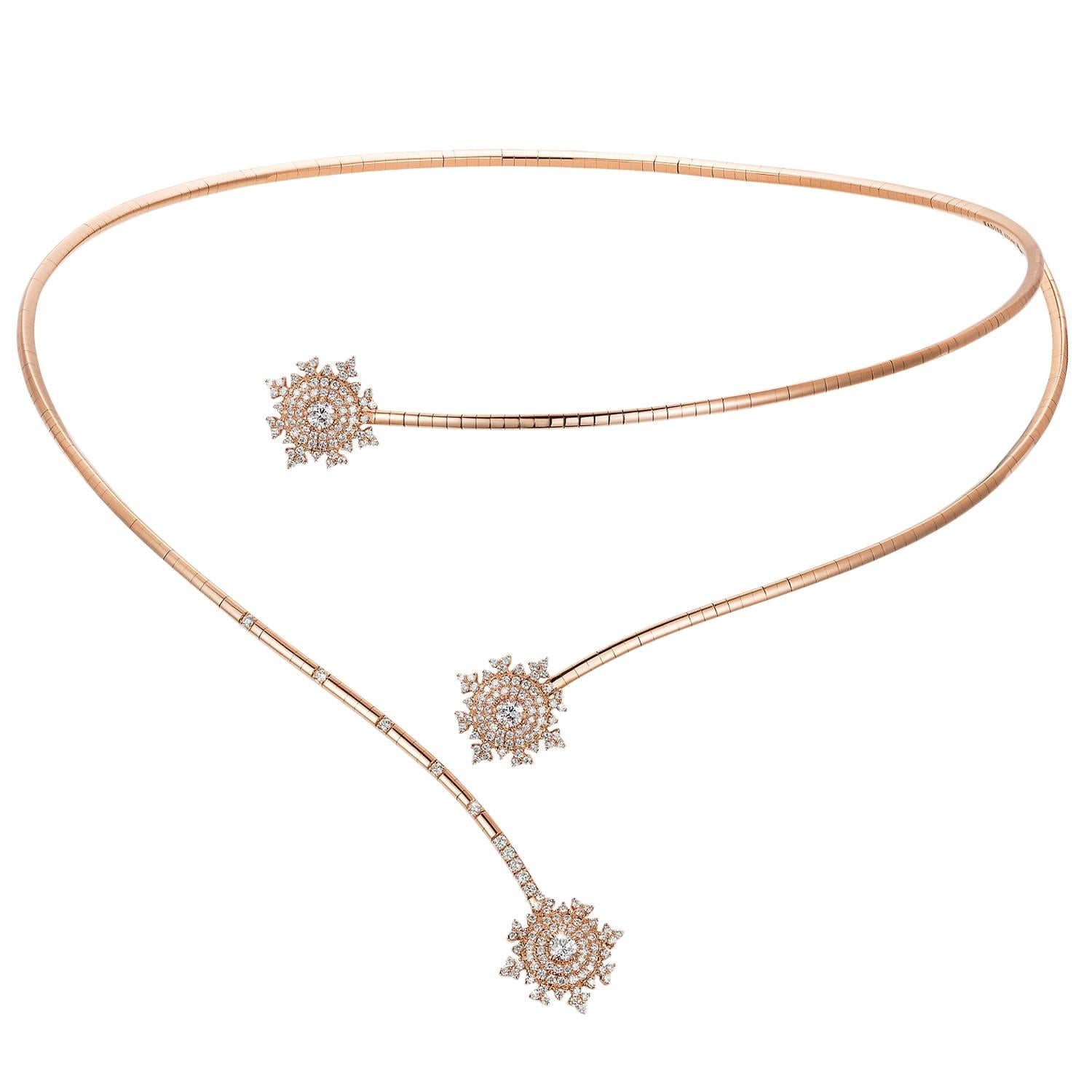 Nadine Aysoy Petite Tsarina 18K Rose Gold and Diamond Choker Necklace For Sale
