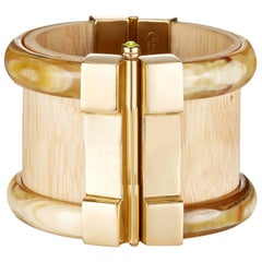 Cuff Bracelet Bespoke Gold Horn Wood 