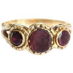 Georgian Gold Flat Cut Garnet Ring