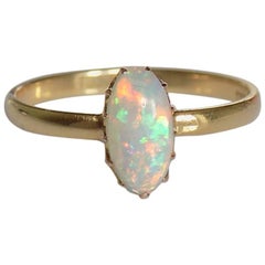 Antique 18K Victorian Opal Gold Solitaire Ring
