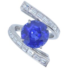 5.68 Carat Unheated Ceylon Sapphire Diamond and Platinum Ring