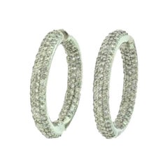 Large Huggie White Gold 'Inside Out' Diamond Hinged Hoop Earrings, 10 TCW