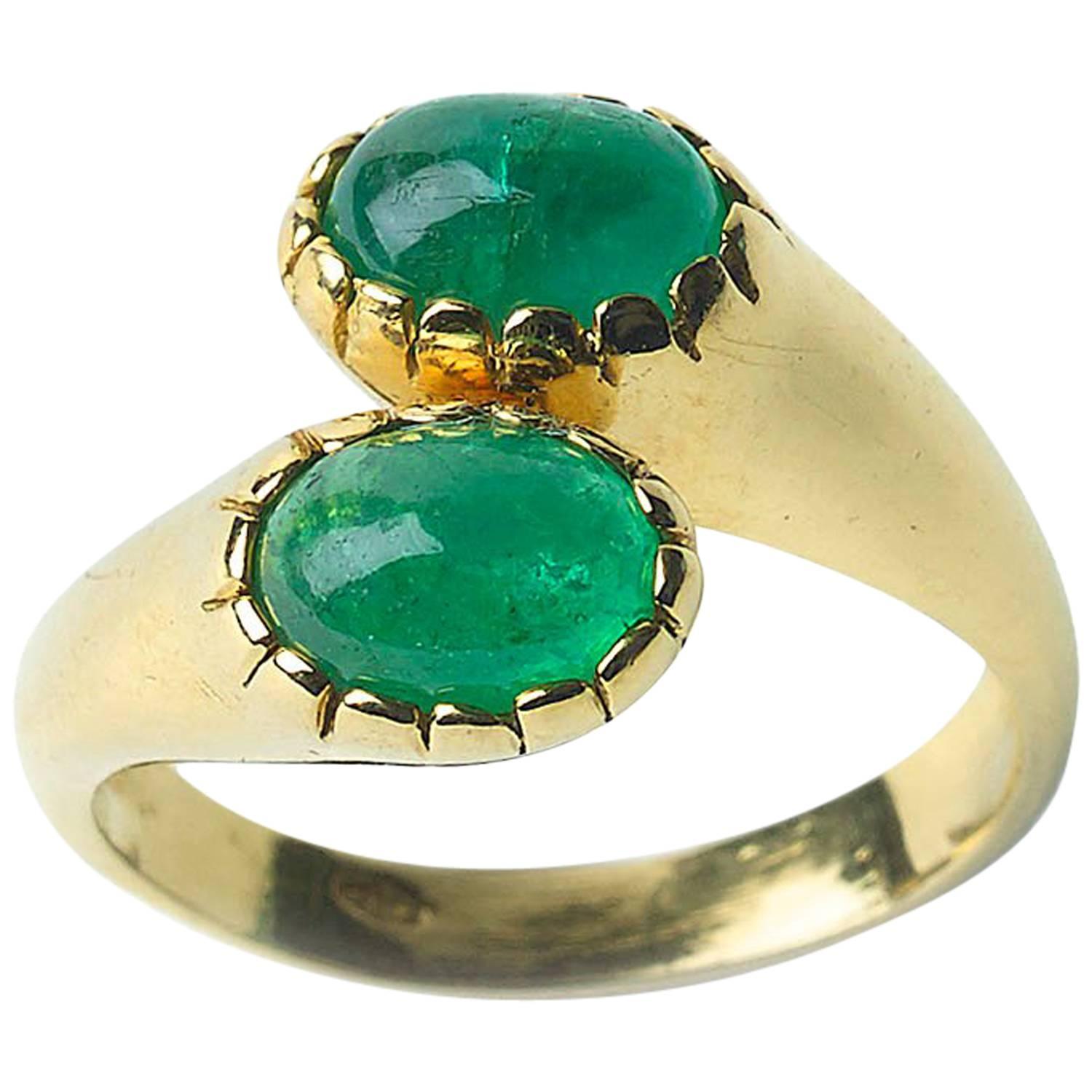 Emerald Double Crossover Ring 