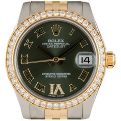 Rolex Datejust Mid-Size Steel and Gold Green Roman Dial 178383 Automatic Watch